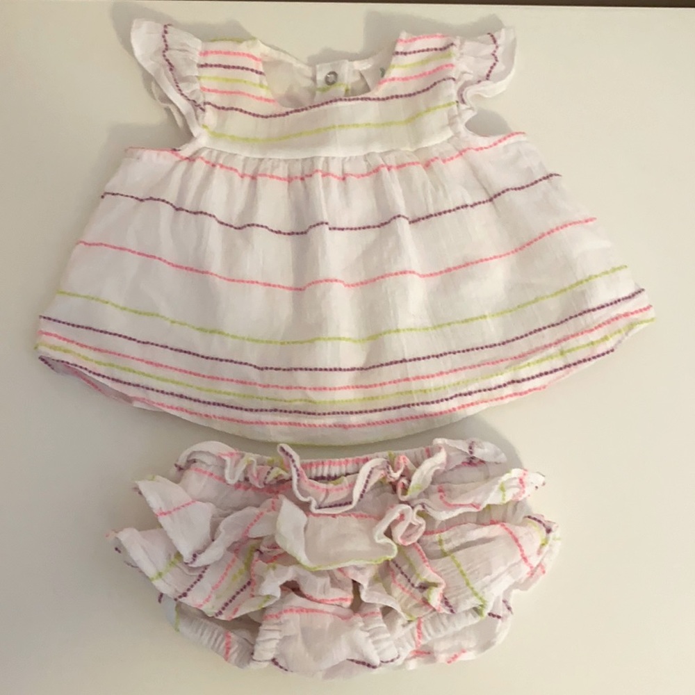 Two piece neon striped baby outfit size 3-6 months